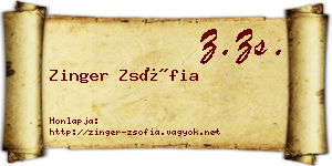 Zinger Zsófia névjegykártya